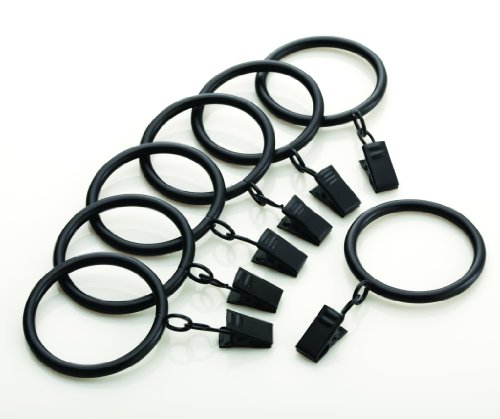 Levolor Classic Clip Rings, Set of 7, Black, Use With Rods Up To 1-Inch Diameter