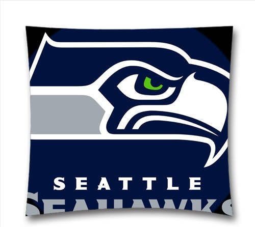 AM Kingdom Sports NFL Seattle Seahawks Teams Square Decorative Throw Pillow Cushion Covers for Sofa and Bed, 18"x18"(45cmx45cm) Sports Theme 1332