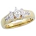 14 Karat Gold Drei-Steinenen Diamant Solitaerer Ring, mit 1.00 Karat Marquiseschliff/ Navetteschliff & unsichtbare Diamanten (7mm) breit