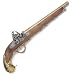 18th Century German Sea Dog Naval / Pirate Flintlock Pistol - Wood and Metal Replica Gun with Antiqued Brass / Silver Tone Metal Parts Covered with Elaborate Designs