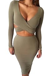 Sexy Long Sleeves Cotton/Polyester/Spandex Plunging Neck Bodycon Dress/Club Dress 