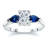 1.50 CT RADIANT DIAMOND W PEAR BLUE SAPPHIRE RING 18K