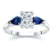 2.01 CT RADIANT DIAMOND W PEAR BLUE SAPPHIRE RING 18K