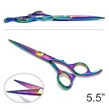 Harutake Professional Titanium Hair Cutting Scissors Shears Barber Thinning 5.0 5.5 Hidden Tension Screw Ergonomic Bent Down Thumb Ring
