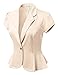 DRESSIS Women's Solid/Polka Short Sleeve Buttoned Blazer Jacket S to 3XL (17 Colors)