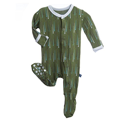 KicKee Pants Baby-Boys Footie Pajama -Moss Icicles, 6-12 Months