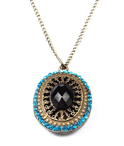 Leegoal Bronze Princess Elliptical Crystal Retro Long Chain