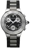 Cartier Women's Must 21 Chronoscaph Stainless Steel and Black Rubber Chronograph Watch #W10198U2
