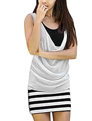 Chiffon/Polyester Striped Print Summer Sleeveless Stretchy Sheath  Dress