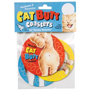 CAT BUTTS drink COASTERS set funny Home Decor gift