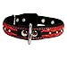 Genuine Leather Braided Studded Dog Collar,Red on Black 1.25