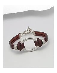 Brown Leather Bracelet In White Base