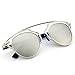 CGID Modern Fashion Polarized Pantos Shape Bar Brow Full Metal Rimmed Aviator Sunglasses,Silver Transparent Silver
