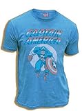  : Junk Food Vintage Captain America Blueberry Blue Adult T-Shirt Tee