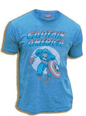 Junk Food Vintage Captain America Blueberry Blue Adult T-Shirt Tee