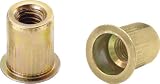 Ribbed "L" Series Rivet Nuts - Material: Steel-Yellow Zinc, Thread Size: 1/4-20 UNC, Grip Range: .027-.165, 100 Piece Box