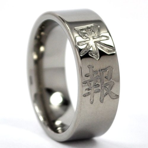 New Kanji Titanium Ring Good Fortune - Luck Bands JewelryB00367ROI0 : image