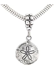 Sterling Silver Beach Sand Dollar Dangle Bead Charm