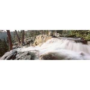 Water Flowing at a Waterfall, Emerald Bay, Lake Tahoe, California, USA Photographic Poster Print by Panoramic Images , 20x60