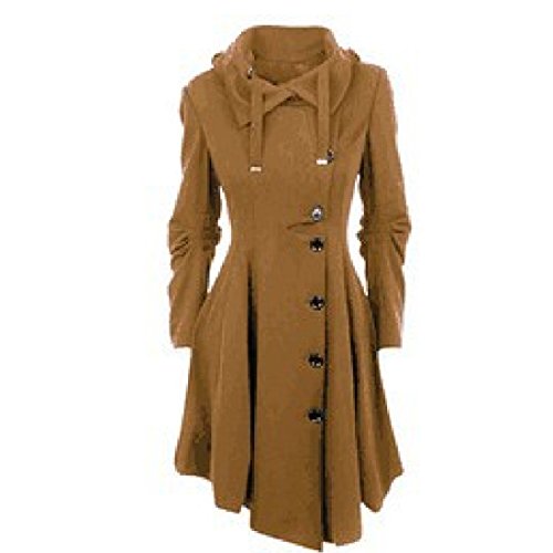 Susanny Womens Modern Button Closure Asymmetrical Winter Long Trench Jackets Coat