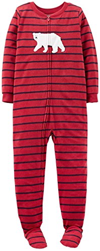 Carter's Little Boys' Striped Fleece Footie (Toddler/Kid) - Polar Bear