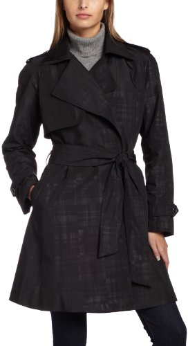 ABS by Allen Schwartz Women's Geom Plaid Wrap Trench Coat