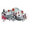 Domestic 920492 Campo Porzellan Kombiservice 72-teilig: 6 Eierbecher, Kaffeebecher, Longdrinkgl�ser und 24 Besteckteile