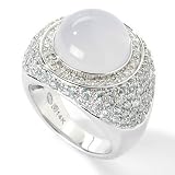 14K White Gold Blue Chalcedony, Blue Zircon & Diamond Ring
