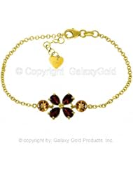 Garnet Flower Bracelet with Citrine Accents in 14k Yellow Gold