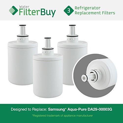 3 - Samsung DA29-00003G Compatible Refrigerator Water Filters. Designed by FilterBuy to be compatible with Samsung RSG257AARS, DA29-00003G, RFG237AARS, RF267AERS, RFG297AARS, RFG238AARS, RF266AEPN.