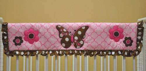 Butterflies Pink and Chocolate Crib Rail Protector