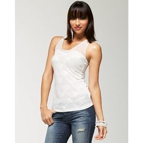 bebe Sweet Lace Mesh Tank