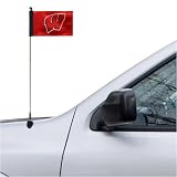 Wisconsin Badgers Red Car Antenna Flag