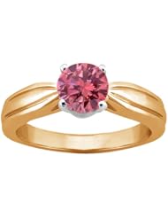 0.90 Ct Round Pink VS2/SI1 Diamond 14K Yellow Gold Ring