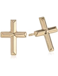Kate & Lucy Girls 14k Yellow Gold Cross Threaded Post Stud Earrings