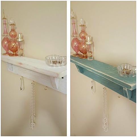 Rustic Weathered Shelf Re-Purposed Wood with hooks (More Colors Available!)