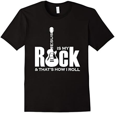 Men's Jesus Is My Rock - That's How I Roll - Music T-Shirt Large Black
