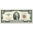 $2 Dollar Bill Red US Treasury Seal - Thomas Jefferson Collector's Note