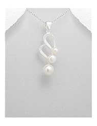 Fresh Water Pearls Pendant Necklace In 92.5 Sterling Silver