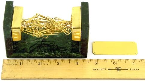Green Marble Magnetic Dispenser with Gold Paper Clips
