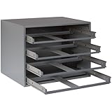 Durham 307-95 Gray Cold Rolled Steel Easy Glide Slide Rack for 4 Small Metal Compartment Boxes, 15-1/4" Width x 11-1/4" Height x 11-3/4" Depth