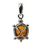 Amber and Sterling Silver Turtle Pendant