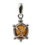 Amber and Sterling Silver Turtle Pendant