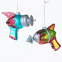 Robot and Rockets Ray Gun Glass Christmas Ornaments Set of 2