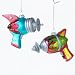 Robot and Rockets Ray Gun Glass Christmas Ornaments Set of 2