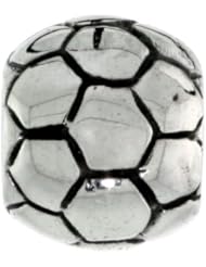 Sterling Silver Soccer Ball Bead Charm for most Charm Bracelets