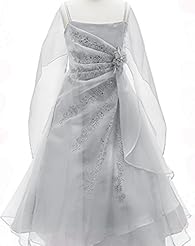 Girls Spaghetti Strap Organza Floor Length Flower-Girl Dress 