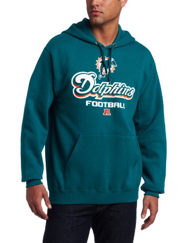 NFL Men's Miami Dolphins Critical Victory V Long Sleeve Hooded Fleece Pullover (Turquoise Green, Large)