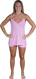 Womens Cotton polka dot ruffle sleeveless cami and shorts loungewear/pajama set