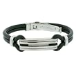 Bracelet Mens Stainless Steel Black Rubber with Link Design Matte Polish Finish 8 1/2" Bucasi SALE